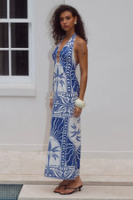 Load image into Gallery viewer, Joanna Plunge Halter Maxi Dress - Joanna Blue

