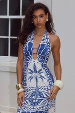 Load image into Gallery viewer, Joanna Plunge Halter Maxi Dress - Joanna Blue
