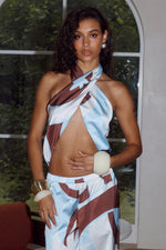 Load image into Gallery viewer, Sachi Cross Front Halter Top - Rina Blue
