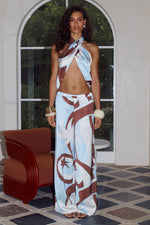 Load image into Gallery viewer, Sachi Cross Front Halter Top - Rina Blue
