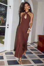 Load image into Gallery viewer, Sahara Keyhole Halter Maxi Dress - Chocolate
