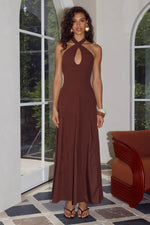 Load image into Gallery viewer, Sahara Keyhole Halter Maxi Dress - Chocolate
