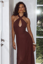 Load image into Gallery viewer, Sahara Keyhole Halter Maxi Dress - Chocolate
