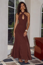 Load image into Gallery viewer, Sahara Keyhole Halter Maxi Dress - Chocolate
