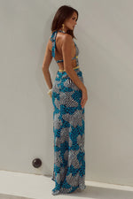 Load image into Gallery viewer, Xylia Halter Low Plunge Maxi Dress - Dante Teal
