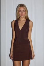Load image into Gallery viewer, Orla Tailored Mini Skirt - Chocolate

