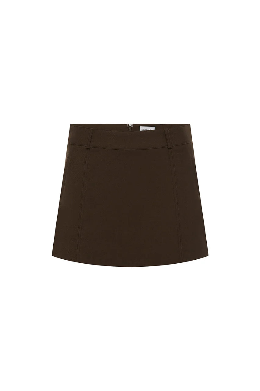 Orla Tailored Mini Skirt - Chocolate