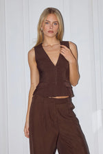 Load image into Gallery viewer, Arla Sleeveless Vest Top - Chocolate
