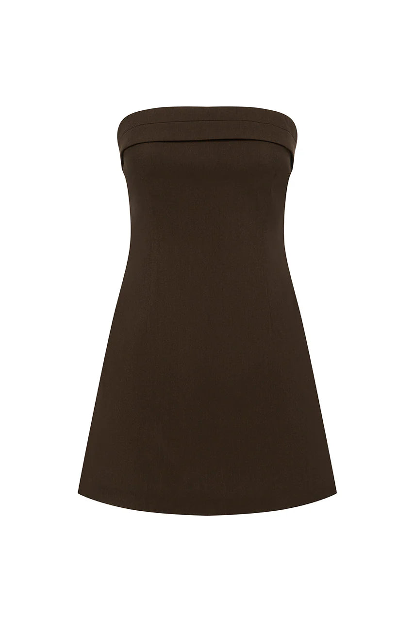 Zarla Strapless Mini Dress - Chocolate
