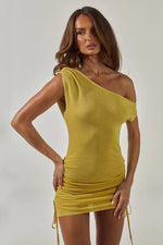 Load image into Gallery viewer, Kelsa One Shoulder Mini Dress - Mango
