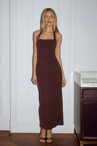 Franca Halter Midi Dress - Bitter Chocolate