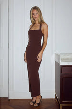 Load image into Gallery viewer, Franca Halter Midi Dress - Bitter Chocolate
