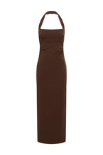 Load image into Gallery viewer, Franca Halter Midi Dress - Bitter Chocolate
