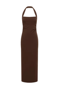 Franca Halter Midi Dress - Bitter Chocolate