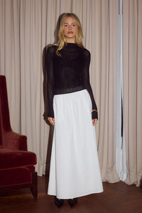 Zima Flowy A-Line Midi Skirt - White
