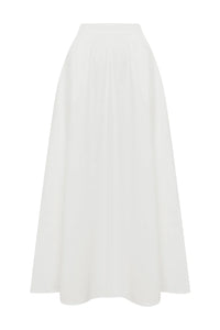 Zima Flowy A-Line Midi Skirt - White