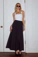Load image into Gallery viewer, Zima Flowy A-Line Midi Skirt - Black
