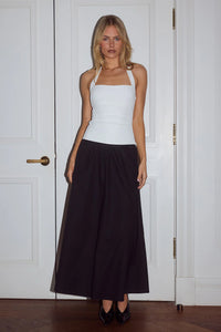 Zima Flowy A-Line Midi Skirt - Black