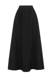 Zima Flowy A-Line Midi Skirt - Black