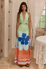 Load image into Gallery viewer, Aura Halter Neck Maxi Dress - Montario Blue

