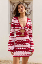 Load image into Gallery viewer, Oriana Long Sleeve Knit Mini Dress - Pink Multi
