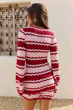 Load image into Gallery viewer, Oriana Long Sleeve Knit Mini Dress - Pink Multi
