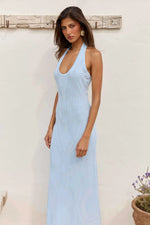 Load image into Gallery viewer, Zephyr Halter Knit Maxi Dress - Baby Blue
