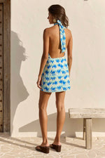 Load image into Gallery viewer, Virelli Halter Wrap Mini Dress - Virelli Blue Multi
