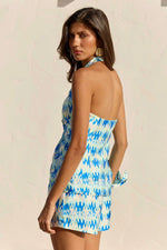 Load image into Gallery viewer, Kaeli Tie Front Halter Top - Virelli Blue Multi
