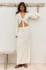 Load image into Gallery viewer, Inferno Low Waisted Maxi Skirt - Off White

