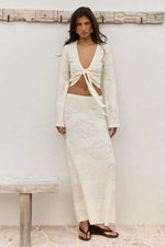 Load image into Gallery viewer, Inferno Low Waisted Maxi Skirt - Off White
