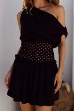 Load image into Gallery viewer, Lizzy One Shoulder Mini Dress - Black
