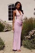 Load image into Gallery viewer, Lina Halter Draped Maxi Dress - Musk
