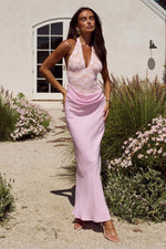 Load image into Gallery viewer, Lina Halter Draped Maxi Dress - Musk
