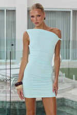 Load image into Gallery viewer, Mason One Shoulder Mini Dress - Aqua
