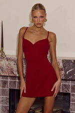 Load image into Gallery viewer, Karla Sweetheart Mini Dress - Cherry
