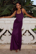 Load image into Gallery viewer, Averly Halter Scoop Neck Maxi Dress - Plum
