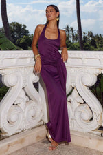 Load image into Gallery viewer, Averly Halter Scoop Neck Maxi Dress - Plum
