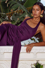 Load image into Gallery viewer, Averly Halter Scoop Neck Maxi Dress - Plum
