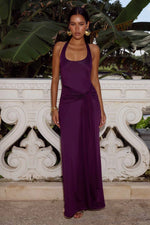 Load image into Gallery viewer, Averly Halter Scoop Neck Maxi Dress - Plum
