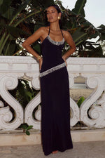 Load image into Gallery viewer, Manon Halter Scoop Neck Maxi Dress - Black
