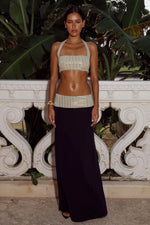 Load image into Gallery viewer, Ziva Sequin Waistband Maxi Skirt - Black
