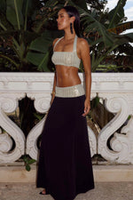 Load image into Gallery viewer, Ziva Sequin Waistband Maxi Skirt - Black
