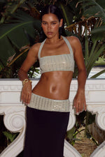 Load image into Gallery viewer, Ziva Sequin Halter Crop Top - Black
