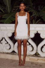 Load image into Gallery viewer, Laken Faux Fur Mini Dress - Ivory
