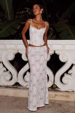 Load image into Gallery viewer, Kiani Low Waist Lace Maxi Skirt - White
