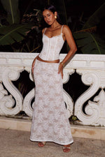 Load image into Gallery viewer, Kiani Low Waist Lace Maxi Skirt - White

