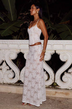 Load image into Gallery viewer, Kiani Low Waist Lace Maxi Skirt - White
