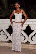 Load image into Gallery viewer, Kiani Low Waist Lace Maxi Skirt - White
