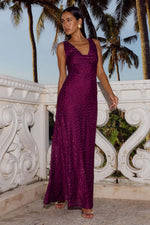 Load image into Gallery viewer, Uma Cowl Maxi Dress - Plum
